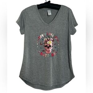 Screenprint Mental Health Gray Tee with Colorful Skull Design